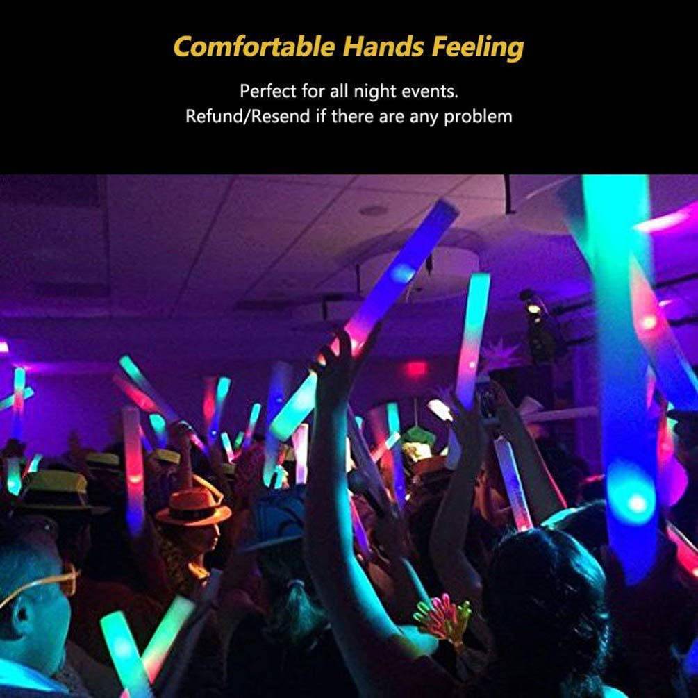 COOLBABY LED Foam Glow Sticks, 12Pcs LED Strobe Stick Light Up Foam Sticks Colorful Flashing LED Stick - COOL BABY