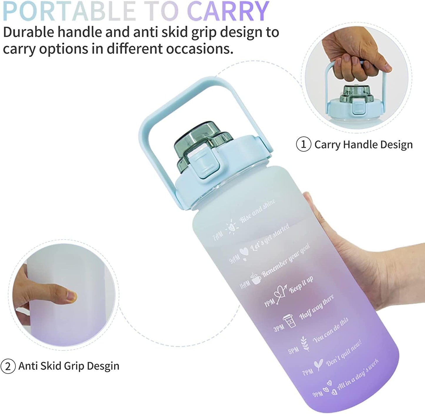 COOLBABY  2L Green Water Bottle With Straw And Handle - COOL BABY