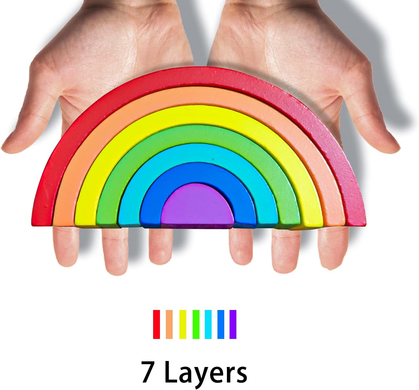 COOLBABY Arch Bridge Rainbow Building Blocks Kids Montessori Educational Games Color and Shape Cognitive Wooden Toys for Children - COOLBABY