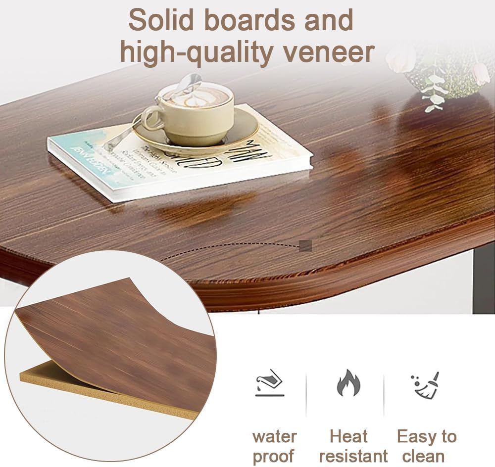 Small C Shaped End Table for Living Room and Small Spaces,C Shaped Round End Table for Sofa,Coffee Tables and Bed, Night Stand for Livingroom,Bedroom,Walnut (Wood) (Halzenut + Black Leg) - COOLBABY