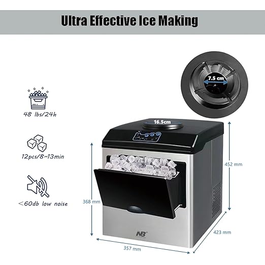 2-in-1 Ice Maker Machine with Cold Water Dispenser – 48 lbs./24H, Stainless Steel (Silver) - COOLBABY