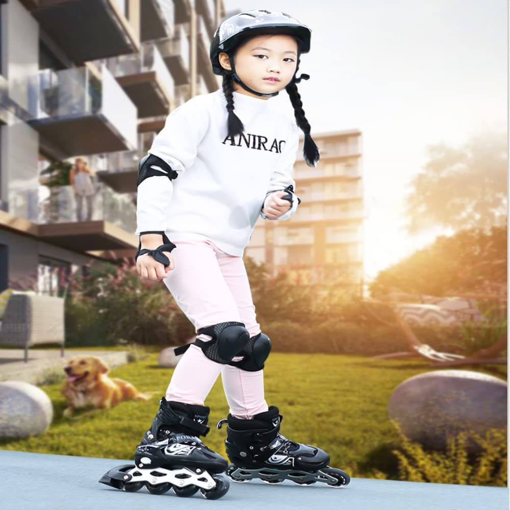 COOLBABY LBX04-2 Full Flashing Roller Skate Shoes Ajustable Roller Skate with Protective Suit For Kids Girls & Boys Size 32-37 Pink - COOL BABY