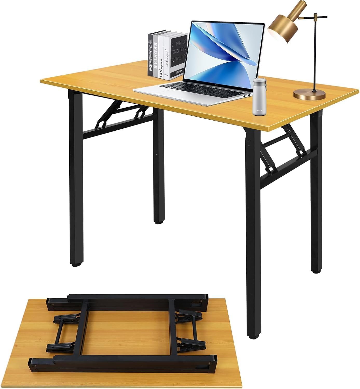 Adjustable Standing Desk on Wheels – Portable Rolling Laptop Desk for Small Spaces, Bedroom, Couch, or Home Office (Yellow) - COOLBABY