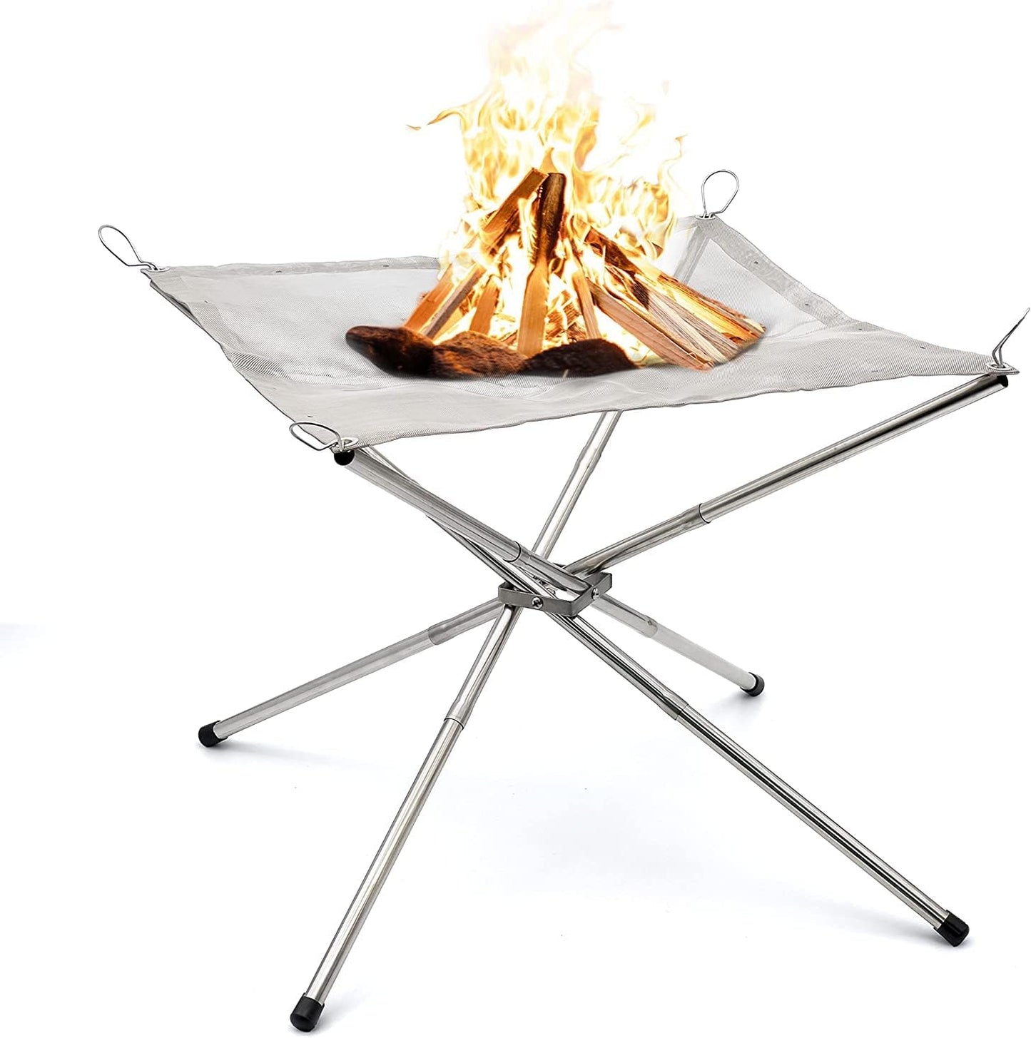 COOLBABY Outdoor Camping Fire Pit, Portable Lightweight Fire Pit Stand with Collapsible Stainless Steel Mesh for Camping X Fire Camping Fire Pit Stainless Steel Portable Fire Pit SEYYSKWJ SRK WHITE - COOLBABY