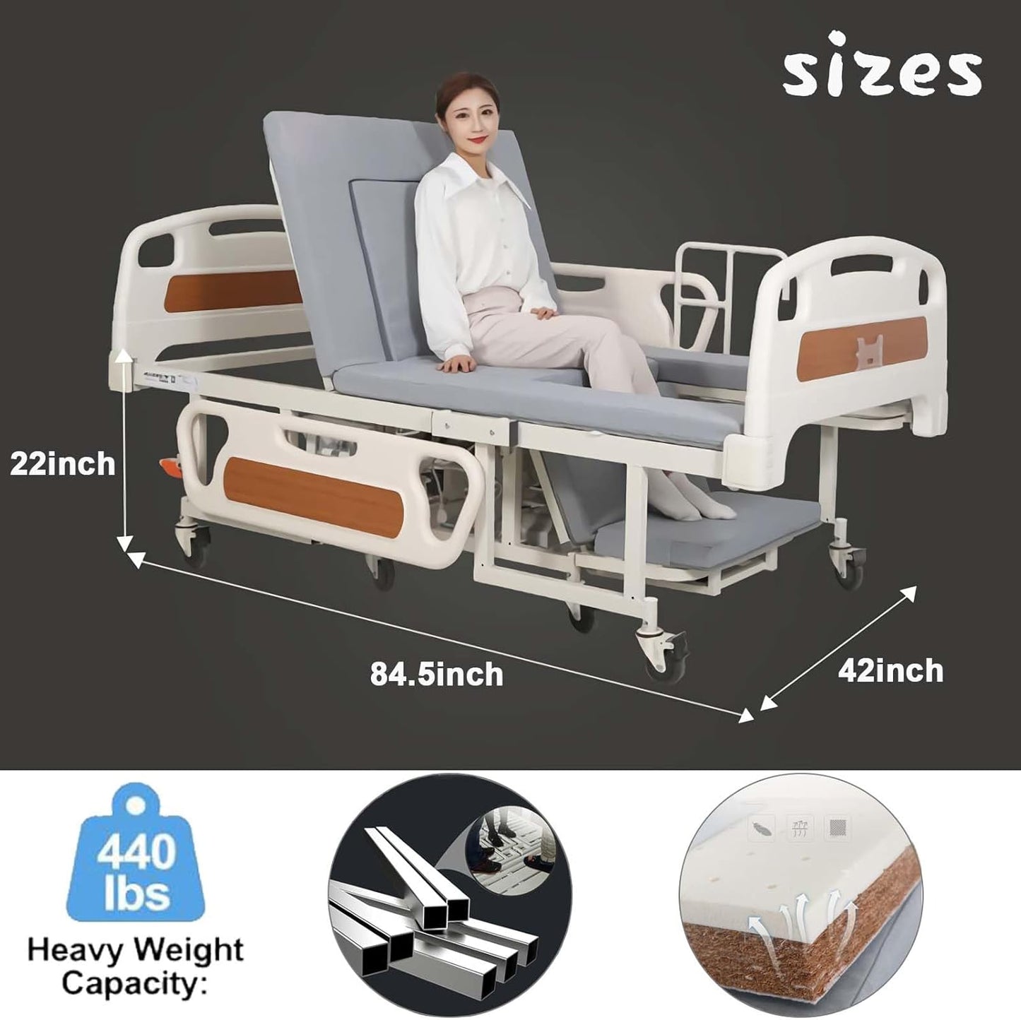 Electric Manual Home Nursing Bed Hospital Bed Multifunction Patient Bed With Toilet and Wheelchair - COOLBABY