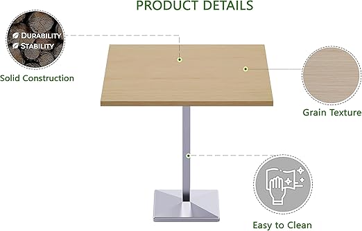 Aluminum Single Leg Table for Garden and Outdoor Patio Square Shape - COOLBABY