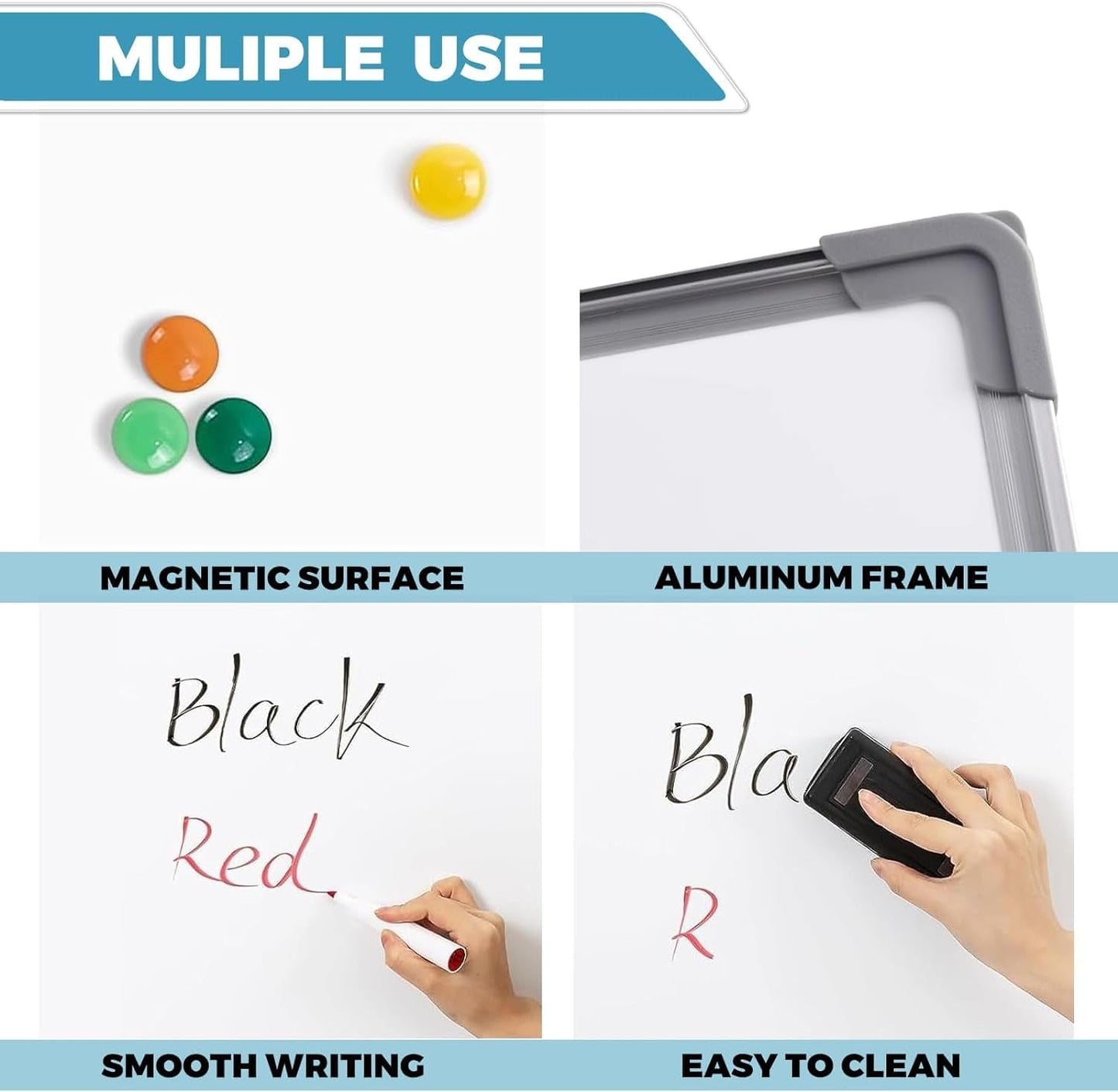 COOLBABY BAIBAN90 Mobile Dry Erase White Board Metal castors 90 x 120 cm (Double-sided,white and green) - COOLBABY