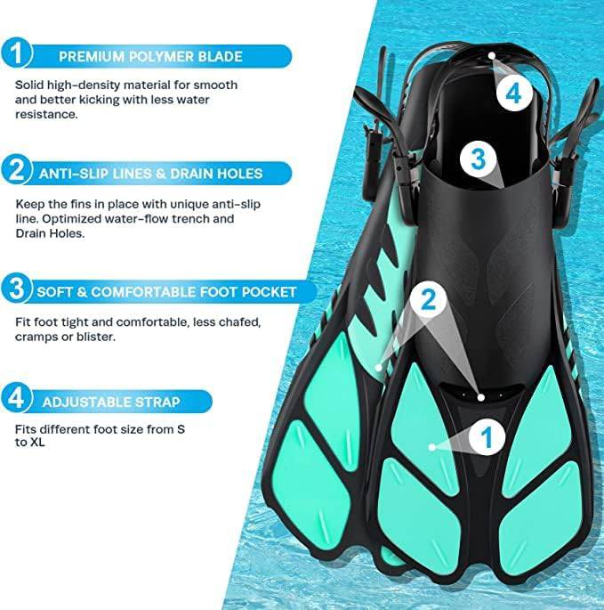 COOLBABY Mask Fin Snorkel Set with Adult Snorkelling Gear, Panoramic View Diving Mask - COOL BABY