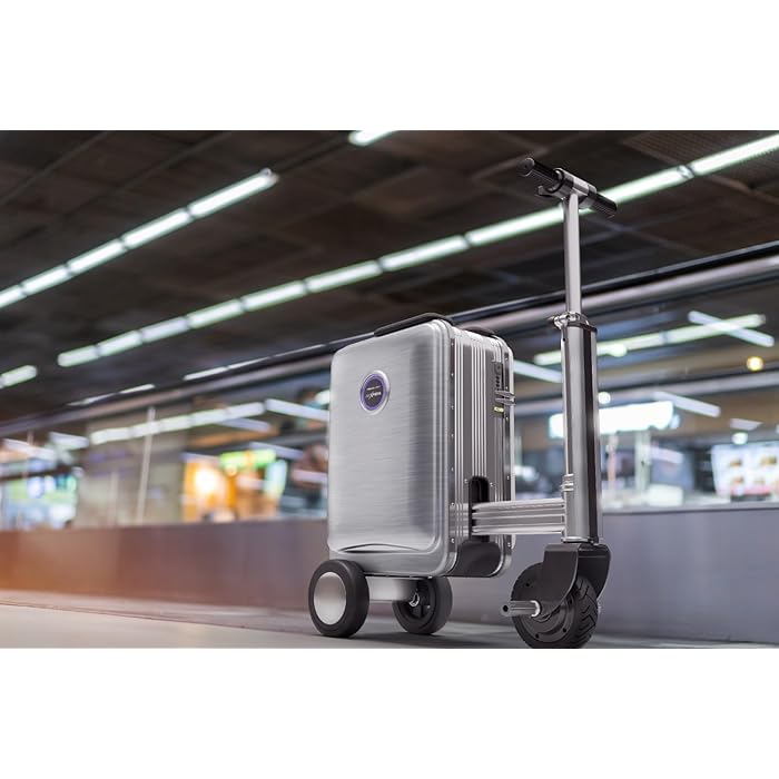 Plastic Airxpress G45 Smart Riding 3 Spinner Wheel Hard Suitcase - Boarding Allowed, Digital Silver, 55 cm - COOLBABY