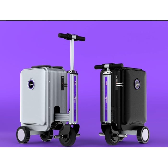 Plastic Airxpress G45 Smart Riding 3 Spinner Wheel Hard Suitcase - Boarding Allowed, Digital Silver, 55 cm - COOLBABY