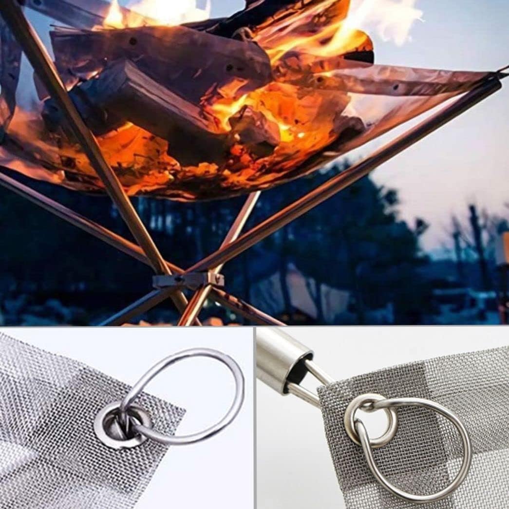COOLBABY Outdoor Camping Fire Pit, Portable Lightweight Fire Pit Stand with Collapsible Stainless Steel Mesh for Camping X Fire Camping Fire Pit Stainless Steel Portable Fire Pit SEYYSKWJ SRK WHITE - COOLBABY