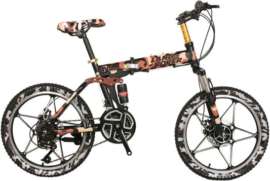 Folding Bike 20 Inch 21 Speed Suspension Mountain Bike - COOLBABY