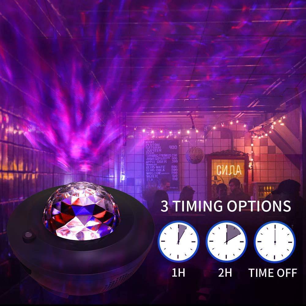 C00LBABY XXKTY Star Projector Night Light, 2 in 1 Starry Night Light Lamp & Ocean Wave Projector with Remote Control 10 Colors Changing Music Bluetooth Speaker Timer for Kids Adults(Black) - COOL BABY