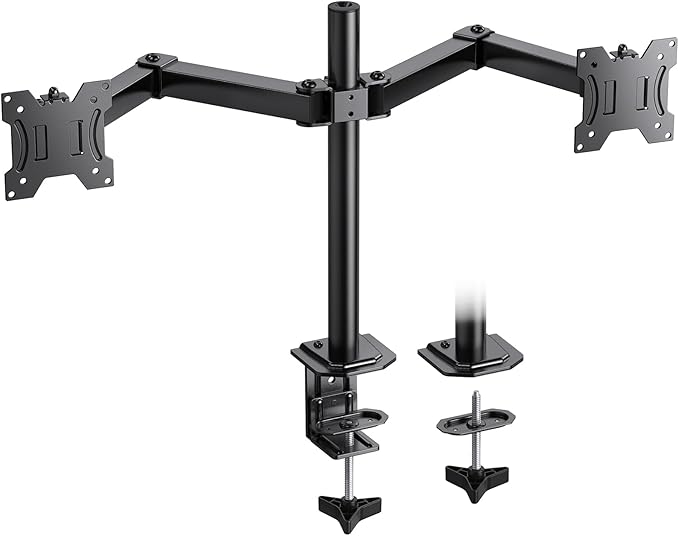 Dual Monitor Stand for 13 to 30 Inch Screens, Dual Monitor Mount Holds Capacity up to 22 lbs, Dual Monitor Arm with Height Adjustable, Tilt/Swivel/Rotate, VESA 75/100mm - COOLBABY