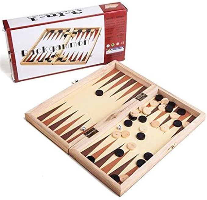 3 In 1 Wooden International Chess Set Board – Travel Chess, Backgammon & Checkers Strategy Game