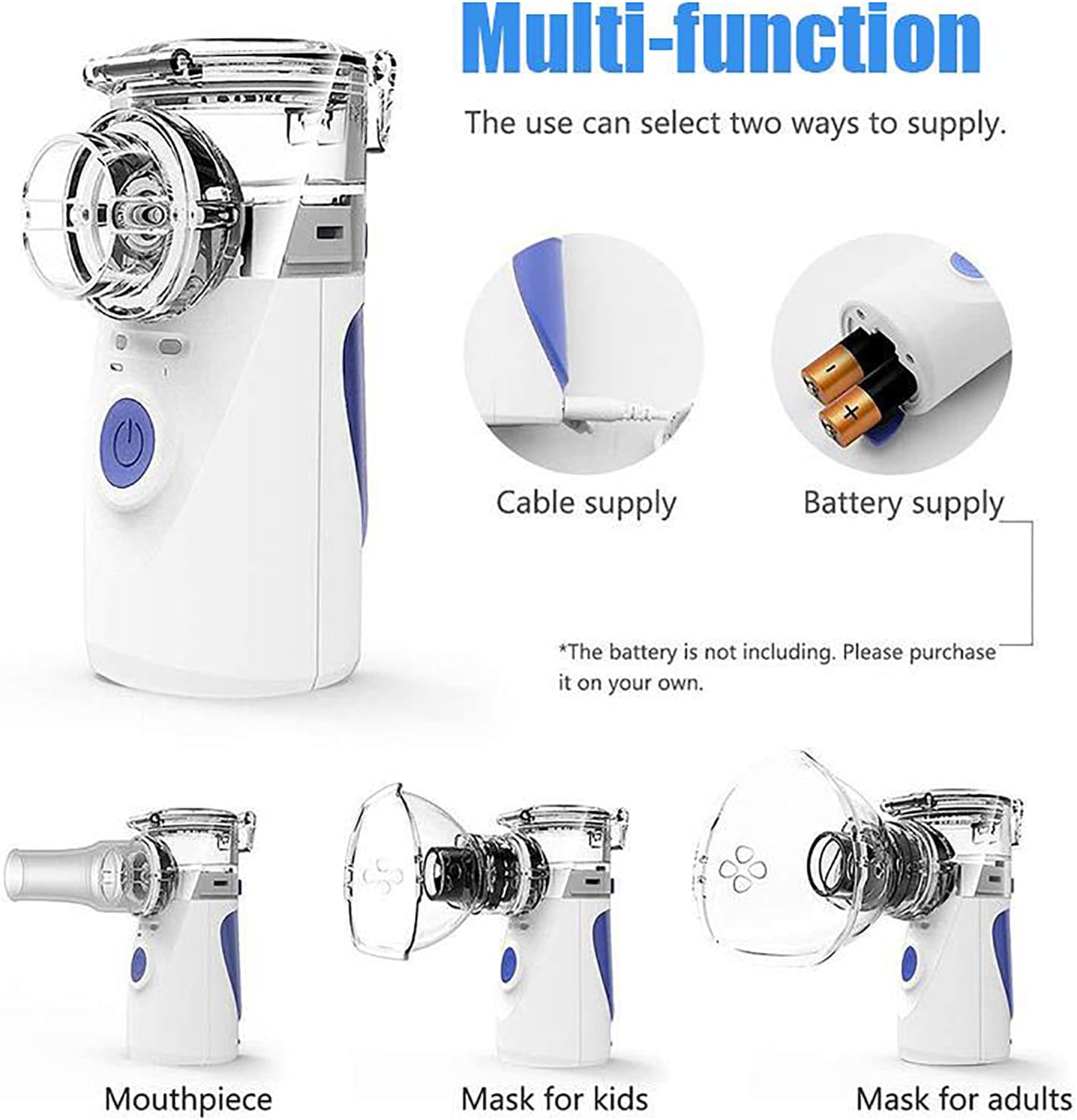 Household Nebulize, Portable Mesh Atomizer Machine with 2 Atomization Modes and Mouthpiece, Detachable Design, Auto Clean, for People of Any Age - COOLBABY