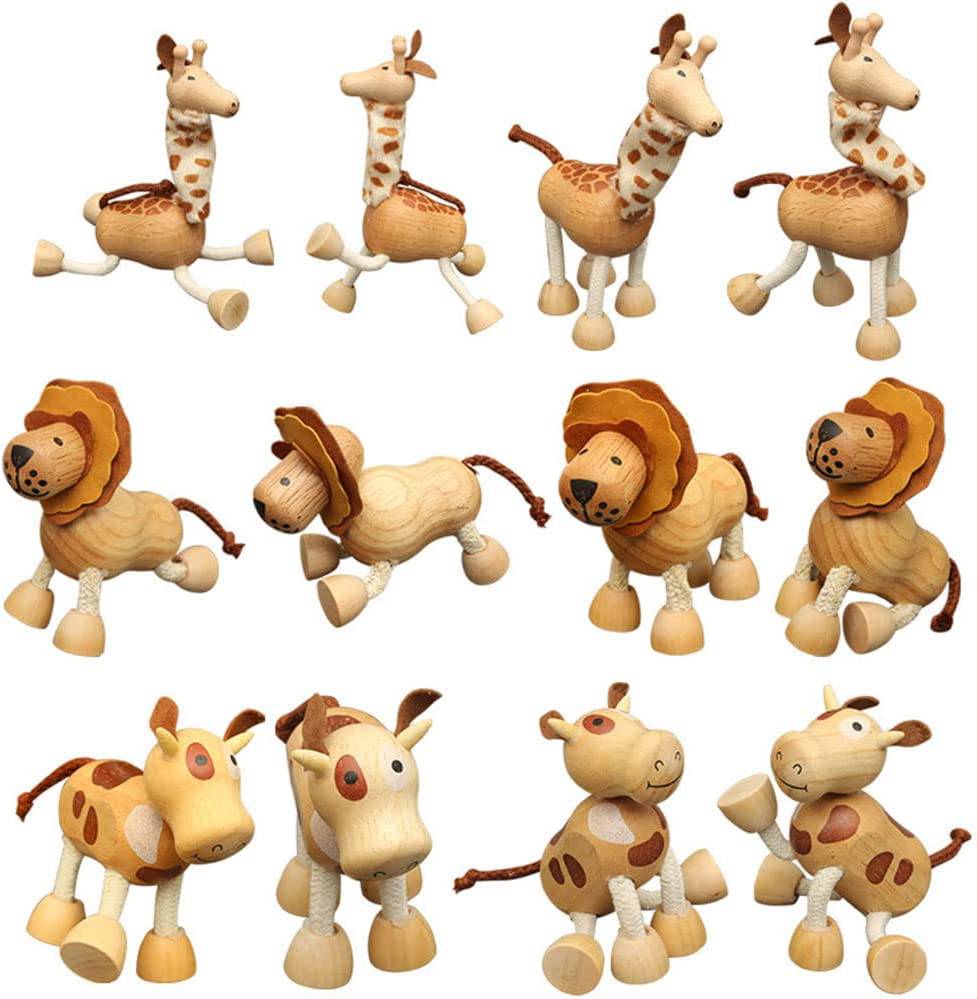 COOLBABY Bendable Wooden Animal Toys - Set of 8 for Preschool Learning and Montessori Play - COOL BABY