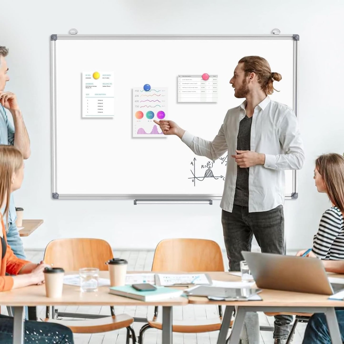 COOLBABY BAIBAN90 Mobile Dry Erase White Board Metal castors 90 x 120 cm (Double-sided,white and green) - COOLBABY