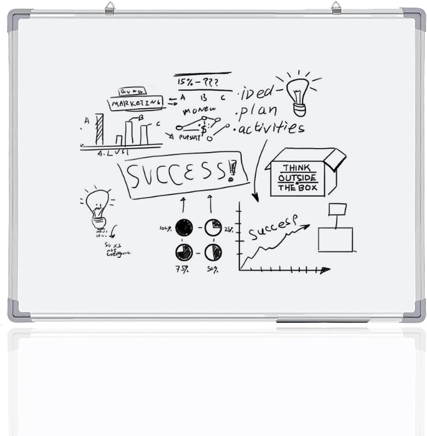 COOLBABY BAIBAN90 Mobile Dry Erase White Board Metal castors 90 x 120 cm (Double-sided,white and green) - COOLBABY