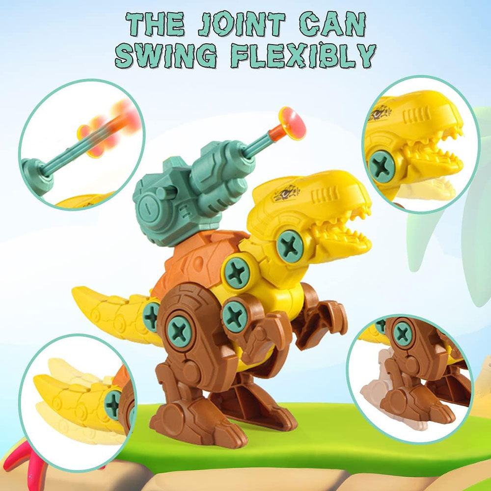 COOLBABY Dinosaur Toys for Kids 3-8 STEM Educational Take Apart Dinosaur Toys Building Construction with Electric Drill, Launching Missile - COOL BABY
