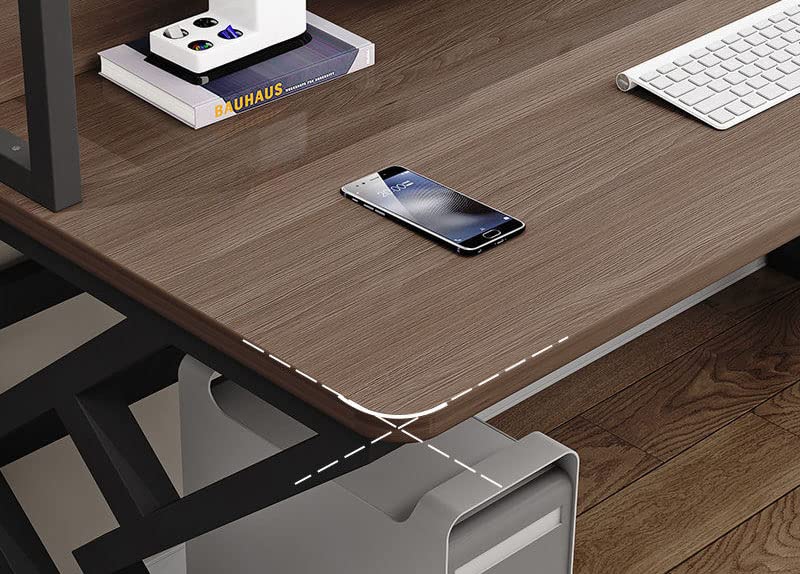 Executive Industrial Computer Desk, Gaming Desk Metal and Wood, Home or Office Desk, with Storage Shelves - COOLBABY