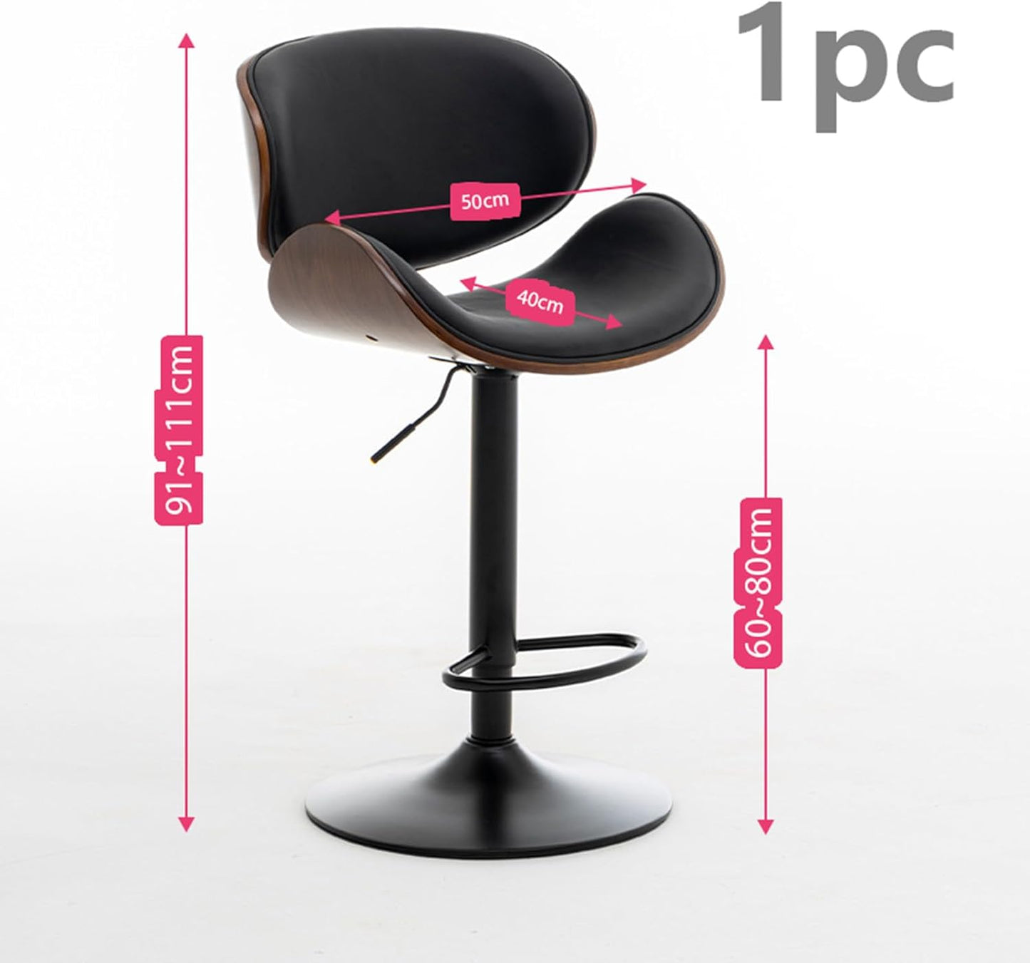 COOLBABY Bar chairs Lift leather bar chairs Light luxury home front desk high chairs Adjustable swivel seats High stools Low back kitchen island, dining room 1PC (Black) - COOLBABY
