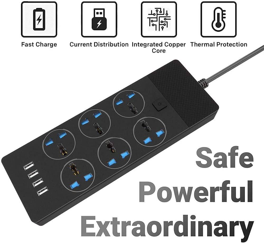 COOLBABY YLY030 Universal Power Strips Extension Lead USB Wall Plug Adapter, 3 Way Cable Surge Protector, Fuse and Shutter USB Hub Socket 3 Gang Smart Electrical Power, Wall Mount Extension Cord UK Plug - COOL BABY