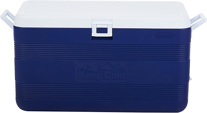 70L Plastic Cooler Icebox Deluxe with Wheels Blue – Heavy Duty Insulated Cooler with 6-Day Ice Retention