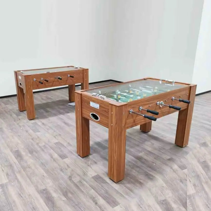 Football Table with Glass Top & Telescopic Players – Heavy‑Duty 30mm Mahogany Foosball Table with Chrome Edge Protection