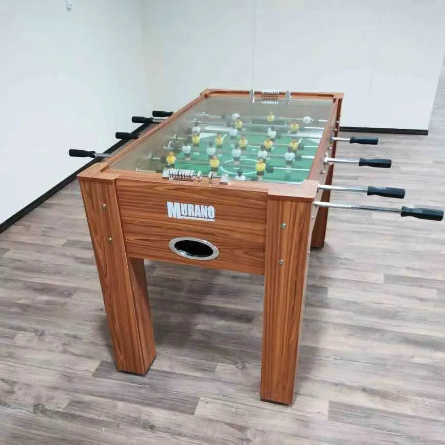 Football Table with Glass Top & Telescopic Players – Heavy‑Duty 30mm Mahogany Foosball Table with Chrome Edge Protection