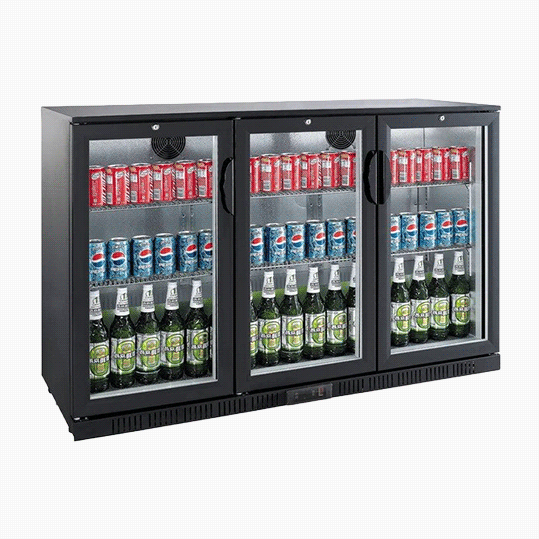 3 Door Sliding Bar Bottle Cooler | 320L Commercial Beverage Refrigerator