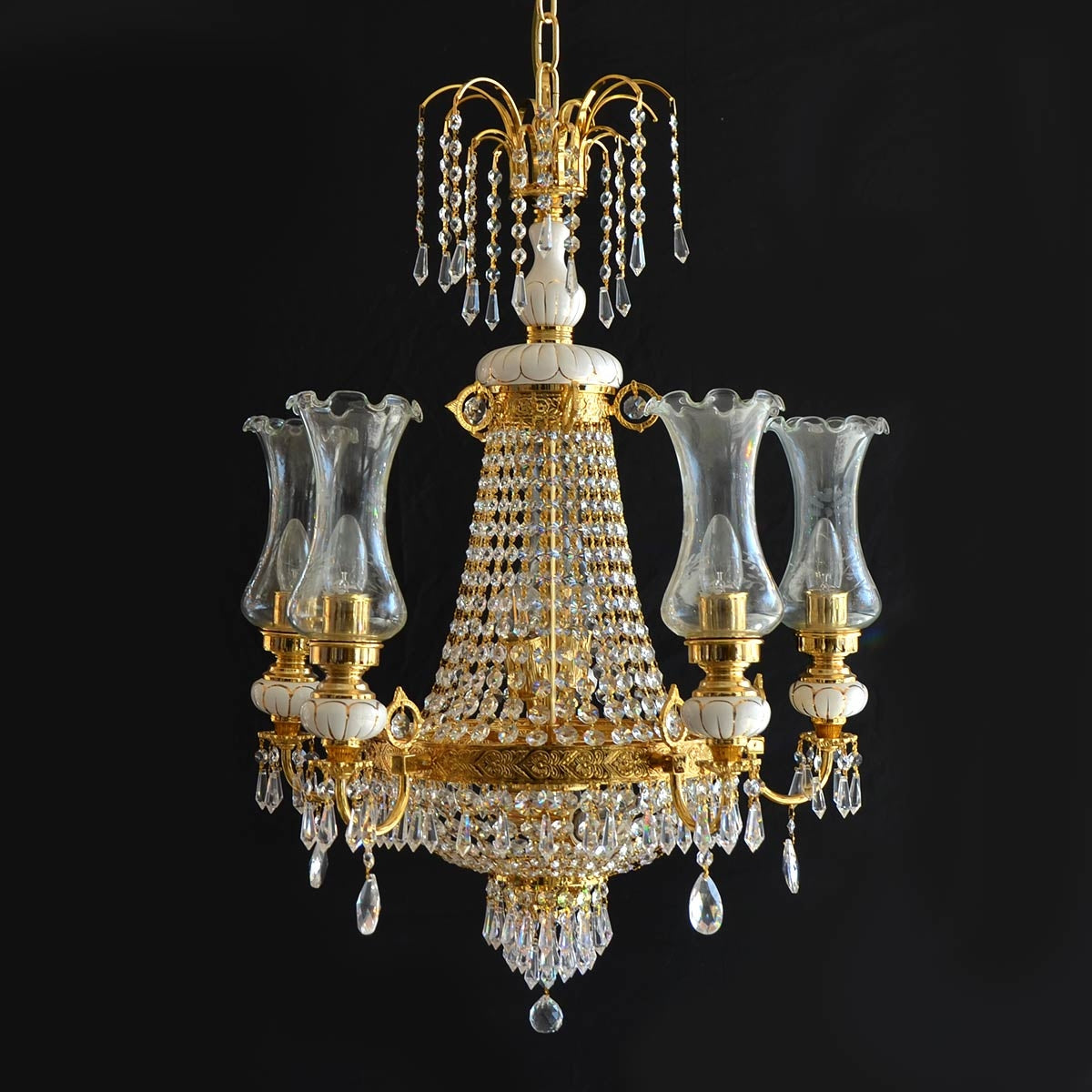 Crystal Chandelier with a round shape - Gold - COOLBABY