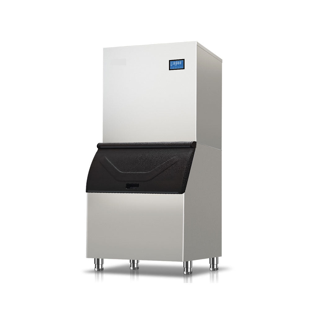Commercial Ice Maker Machine, Water-Cooled Split Type, 700kg Daily Output, 220kg Storage, Square Ice Cubes, Auto Cleaning
