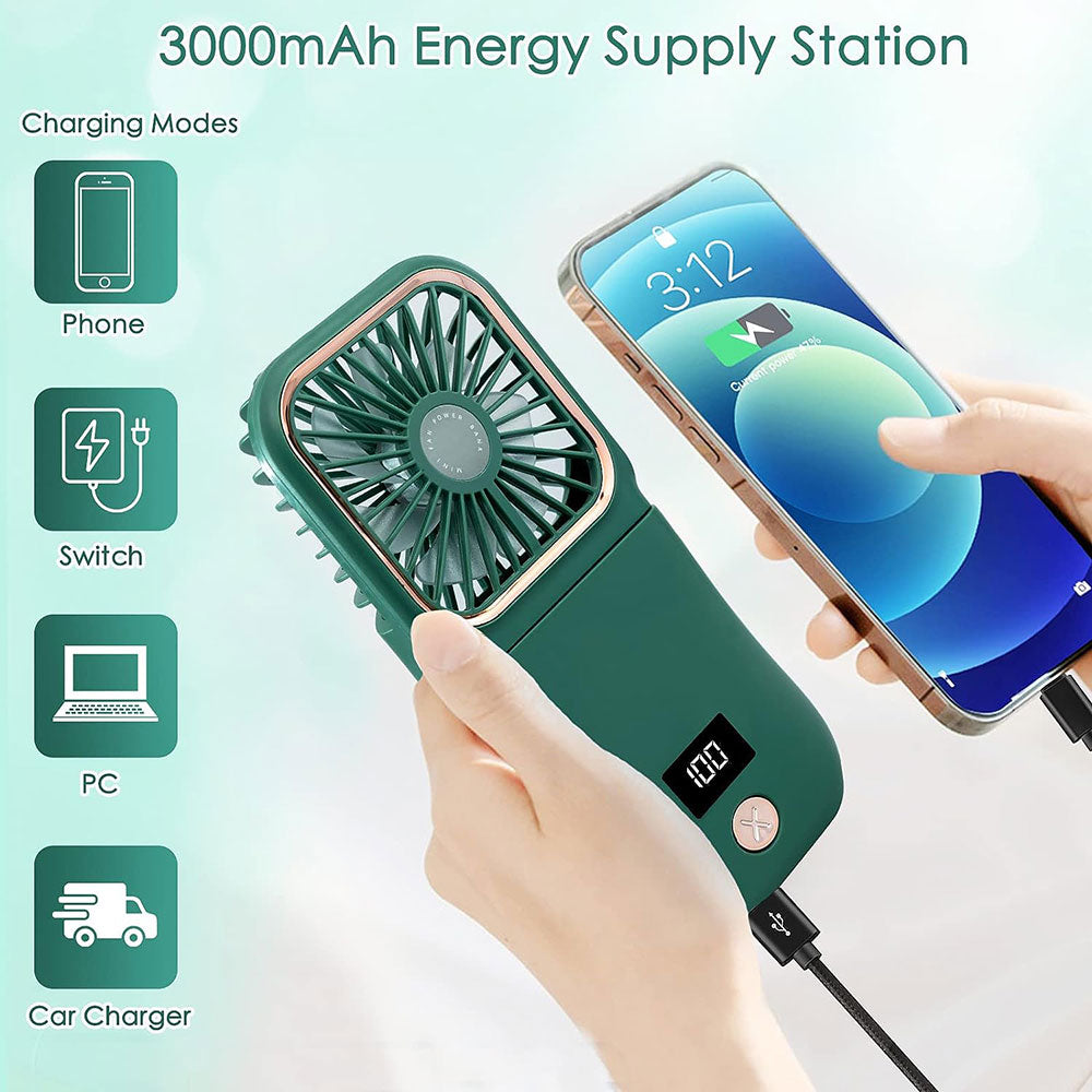 COOLBABY WQSJ-GBFS02 Portable Mini Fan,3000mAh Battery Operated Fan,Power Bank Function,3 Speeds Rechargeable Fan - COOL BABY