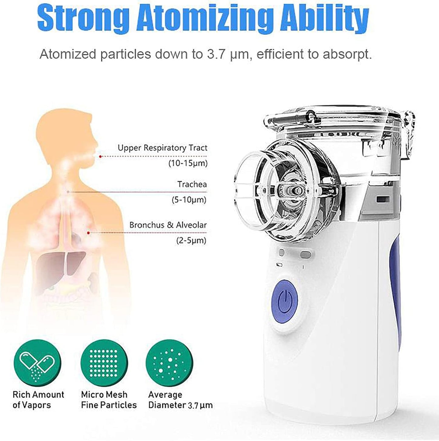 Household Nebulize, Portable Mesh Atomizer Machine with 2 Atomization Modes and Mouthpiece, Detachable Design, Auto Clean, for People of Any Age - COOLBABY