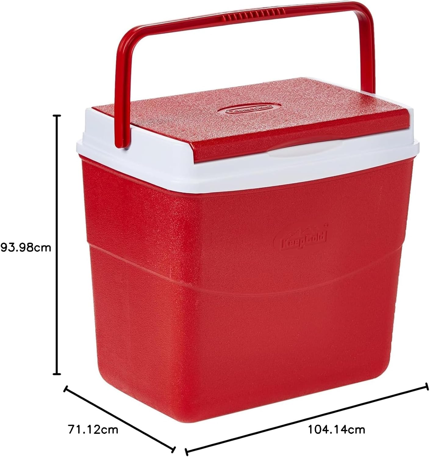 20L Plastic Picnic Cooler Icebox Lunchbox Red & White – Portable Insulated Cooler with 5-Day Ice Retention