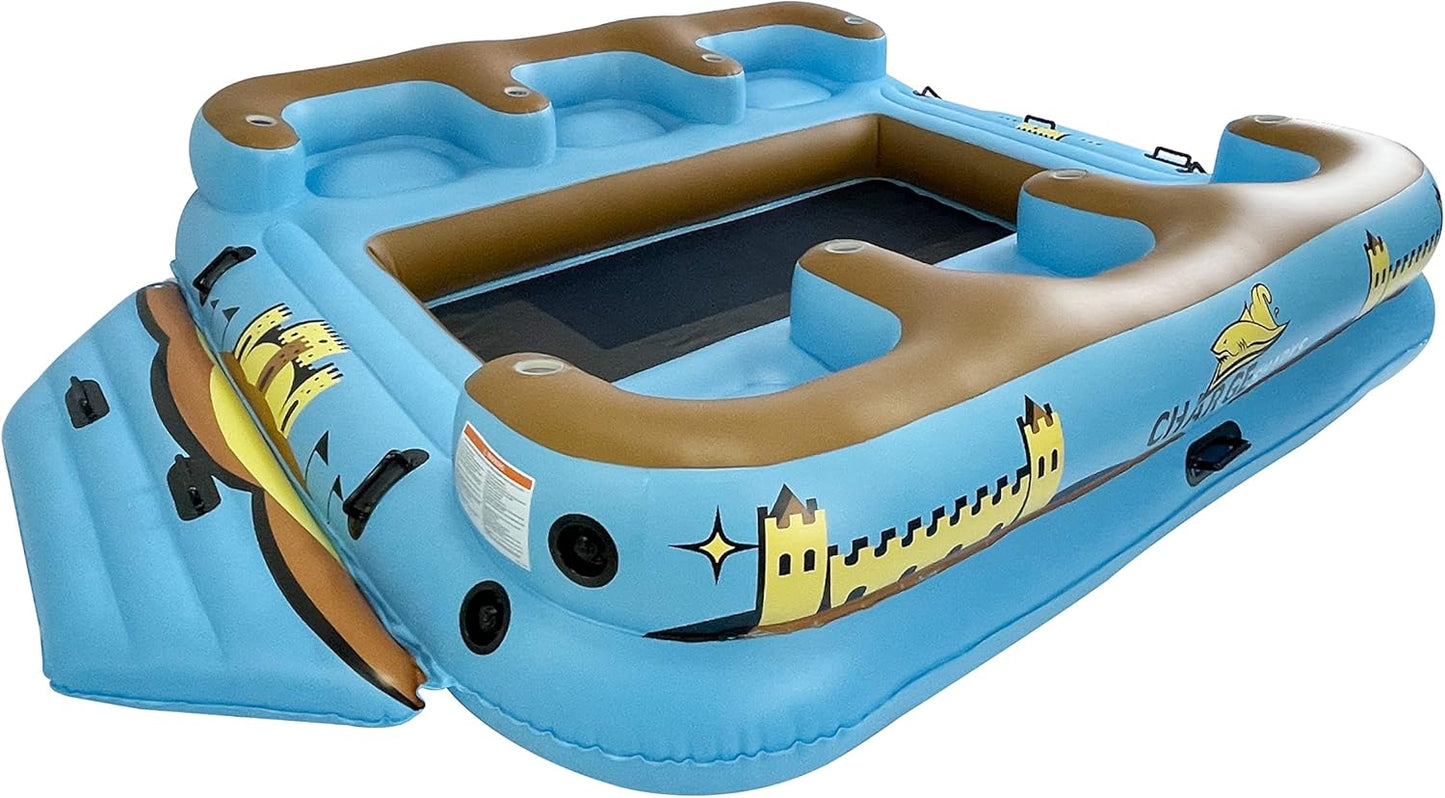 COOLBABY Tropical Island 6 Seat Floating Lounge Raft -121×102inch - COOLBABY