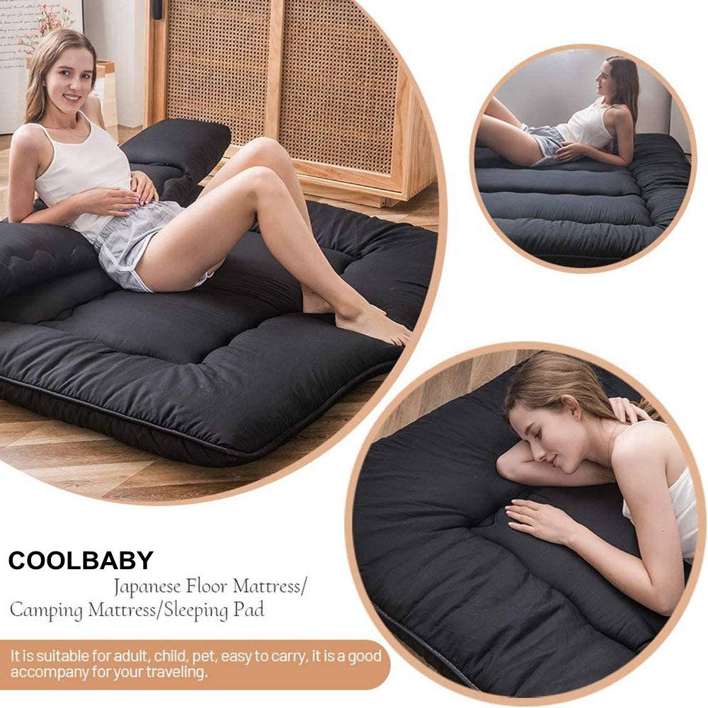 COOLBABY Japanese Floor Mattress Futon Mattress, Thicken Tatami Mat Sleeping Pad Foldable Roll Up Mattress 135 * 200CM - COOL BABY