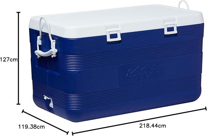 127L Plastic Cooler Icebox Deluxe Blue – Heavy Duty Insulated Cooler with 6-Day Ice Retention