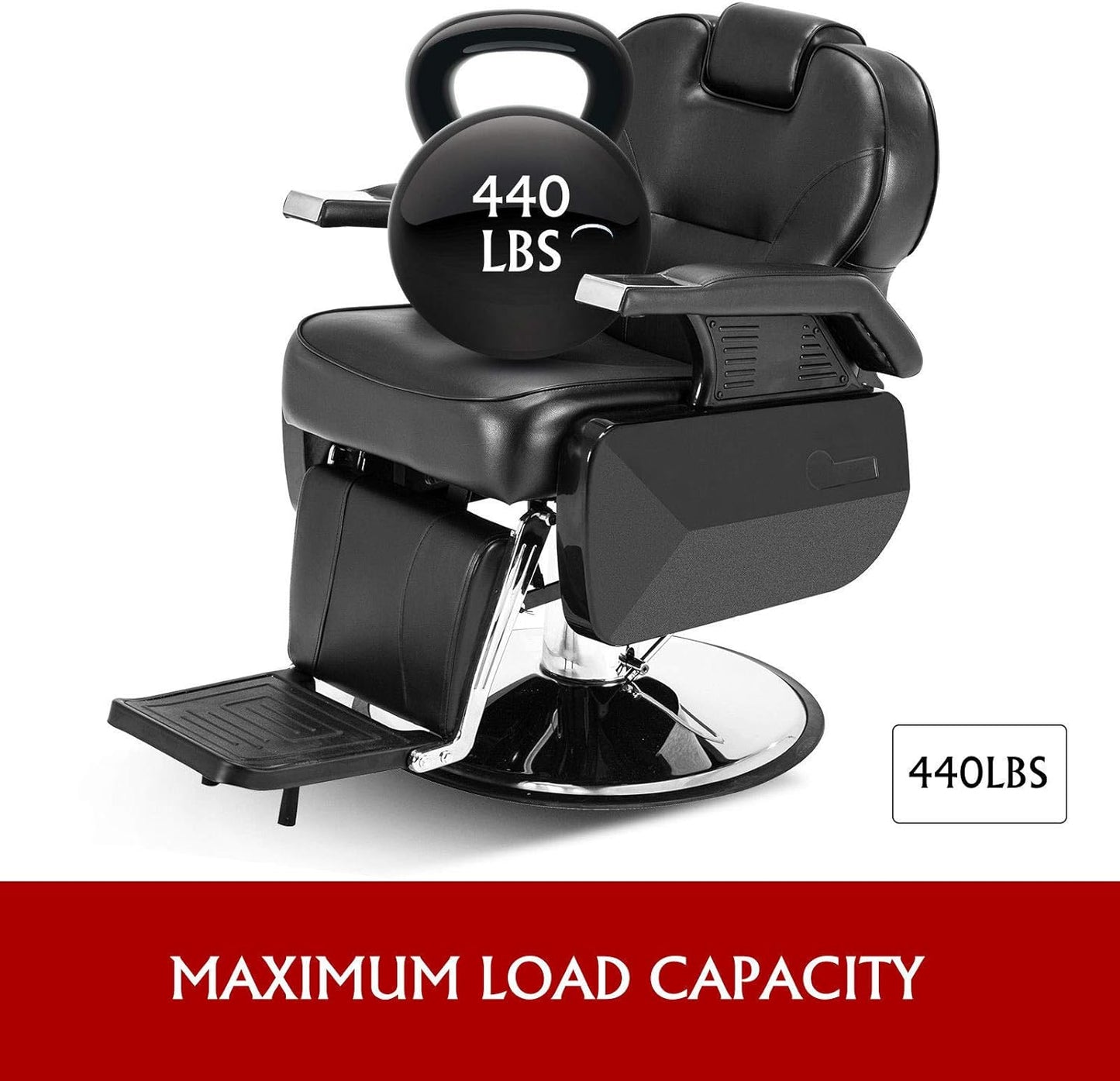 Men Salon Hydraulic Adjustable Height Chair - Black - COOLBABY