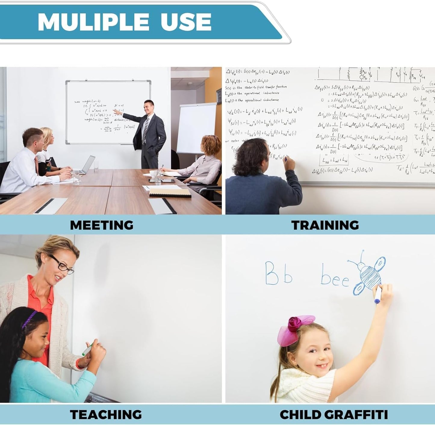 COOLBABY BAIBAN90 Mobile Dry Erase White Board Metal castors 90 x 120 cm (Double-sided,white and green) - COOLBABY