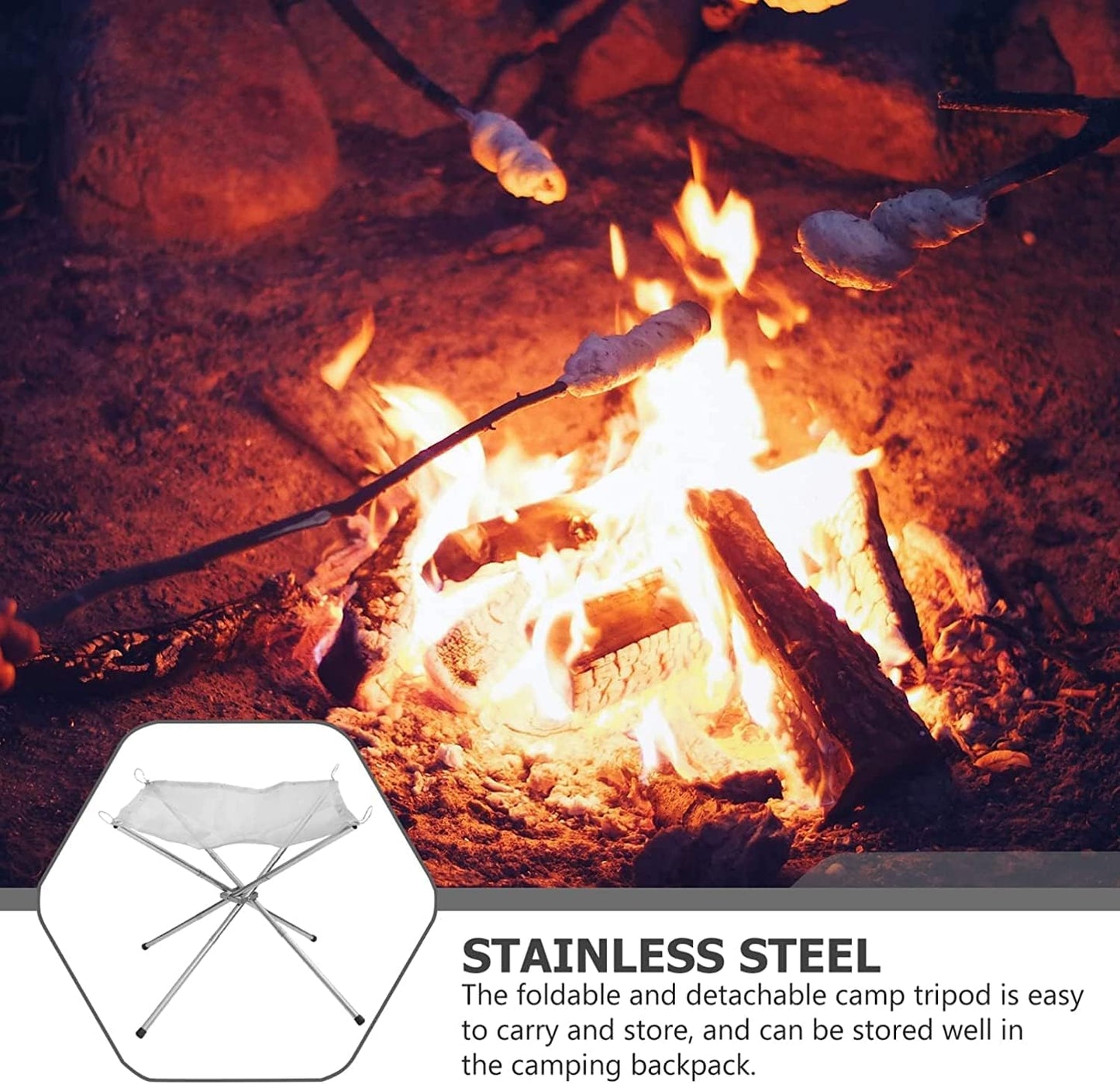 COOLBABY Outdoor Camping Fire Pit, Portable Lightweight Fire Pit Stand with Collapsible Stainless Steel Mesh for Camping X Fire Camping Fire Pit Stainless Steel Portable Fire Pit SEYYSKWJ SRK WHITE - COOLBABY