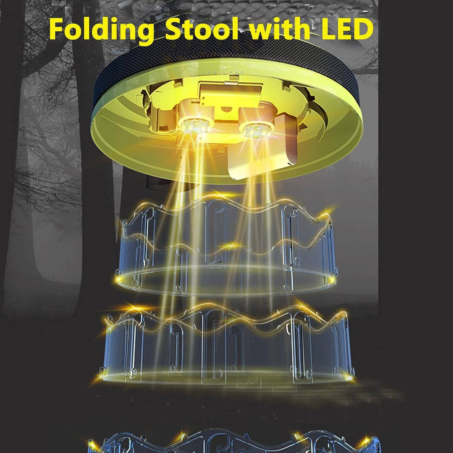 COOLBABY Portable Folding Telescopic Stool Lightweight Rainbow Chair and Outdoor Camping Fishing Beach LED Lighting Stool with Carry Bag - COOL BABY