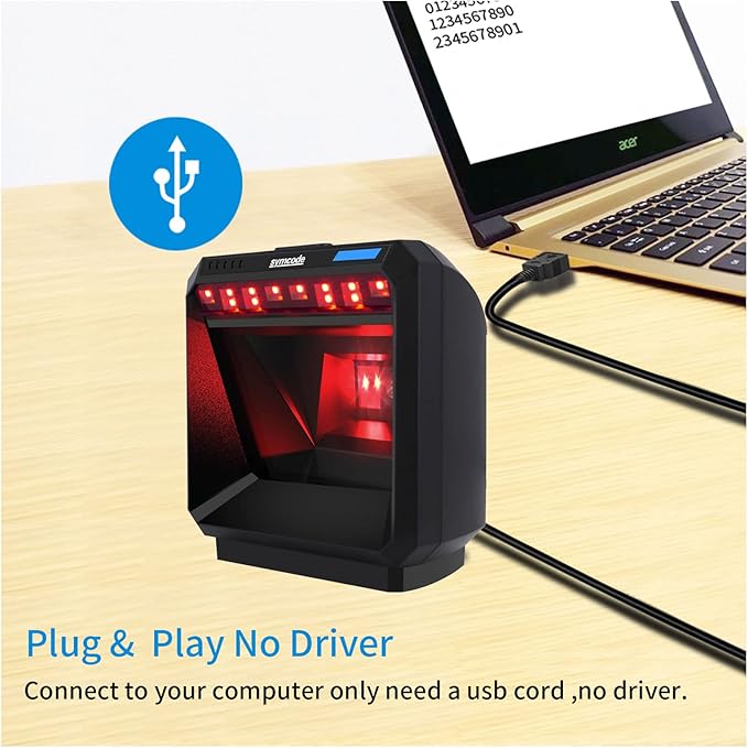 2D Barcode Scanner, QR Omnidirectional Desktop Bar Code Reader Scanner - COOLBABY