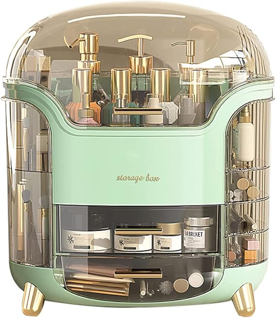 Makeup Organizer, Cosmetic Display Case Make up Organizer Skin Care Organizer,SkinCare Organizers for Bathroom Countertop,Bedroom Vanity Organizer Desk and Travel (Green)