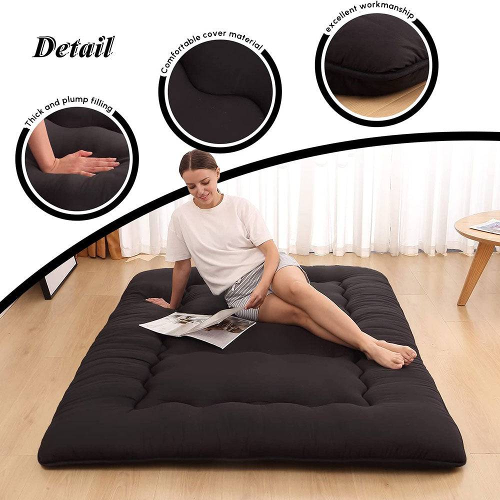 COOLBABY Japanese Floor Mattress Futon Mattress, Thicken Tatami Mat Sleeping Pad Foldable Roll Up Mattress 135 * 200CM - COOL BABY