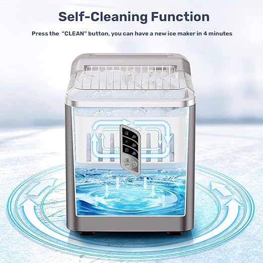 Automatic Ice Maker, Self-Cleaning, 9 Cubes Ready in 6 Mins, 12Kg/24H - COOLBABY