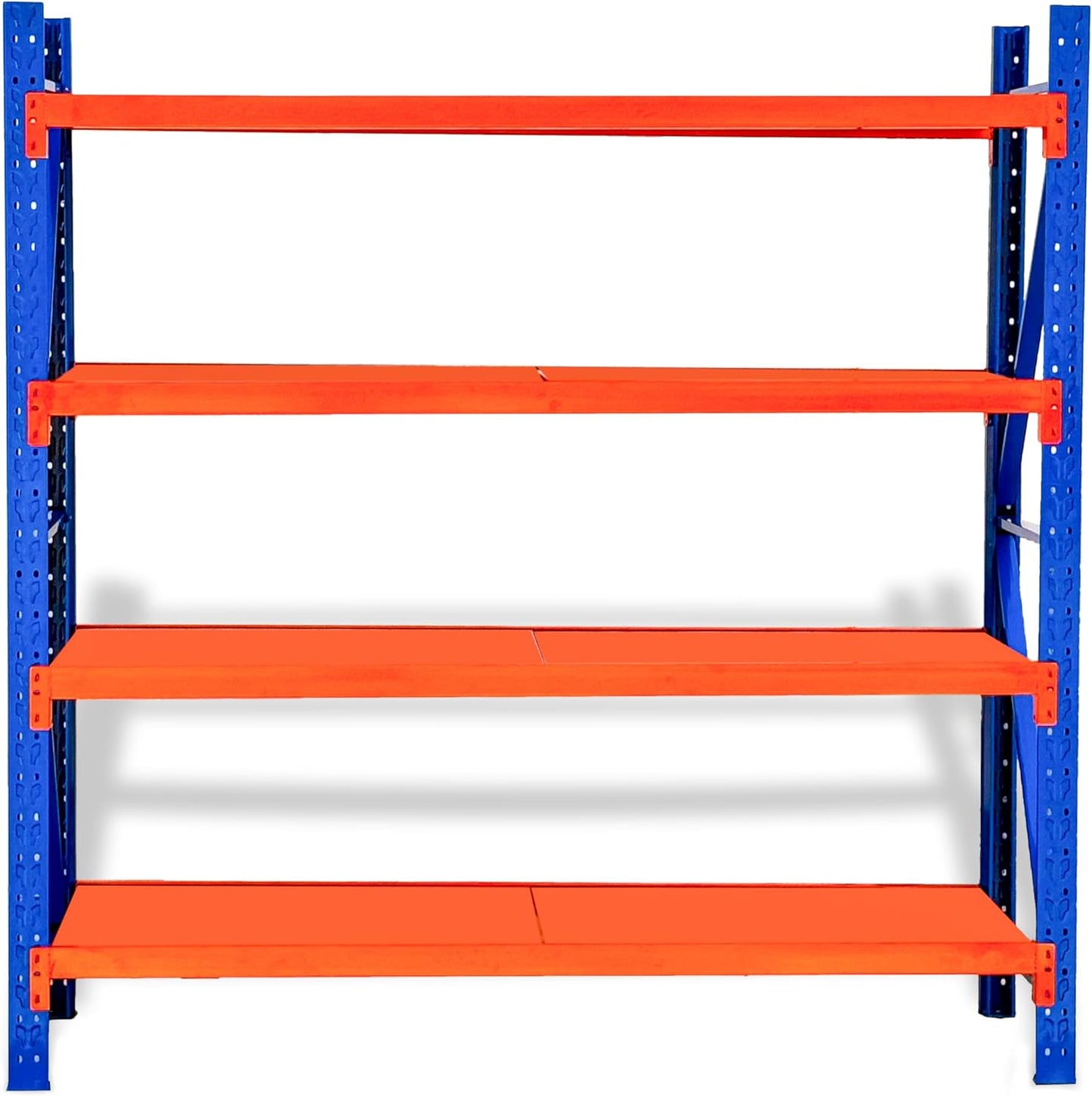 4-Tier Storage Shelf, Heavy Duty Shelf Storage, Warehouse & Garage Shelving Unit, Shelfs Storage With 200KG/Shelf Rack Weight Capacity, Storage Shelves Size 200 x 60 x 200CM (Blue & Orange) - COOLBABY
