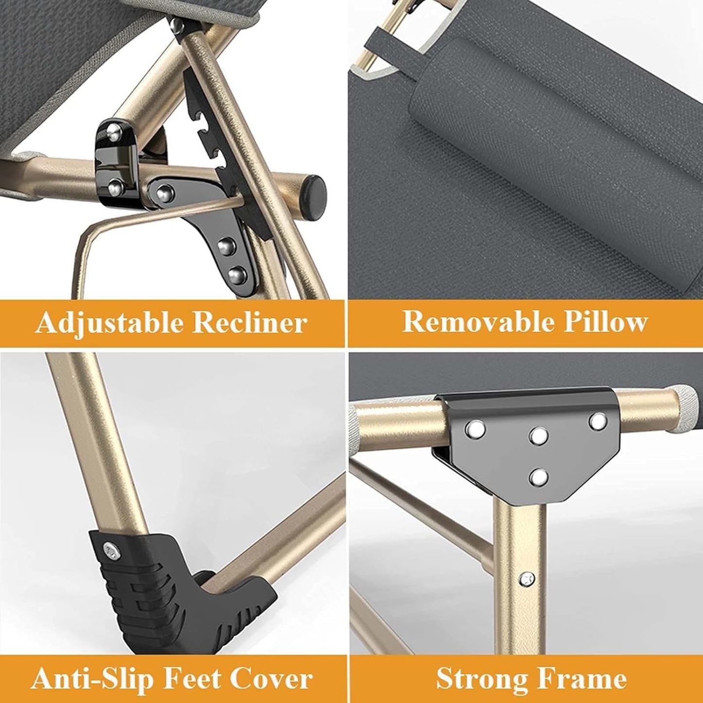 COOLBABY Reclining Chairs With Mattress, Outdoor Patio Folding Lounge Chair for Sun Tanning, Adjustable 4-Position Portable Folding Chaise Camping Cot for Adult, Perfect Chair for Pool/Beach/Sunbathi - COOLBABY