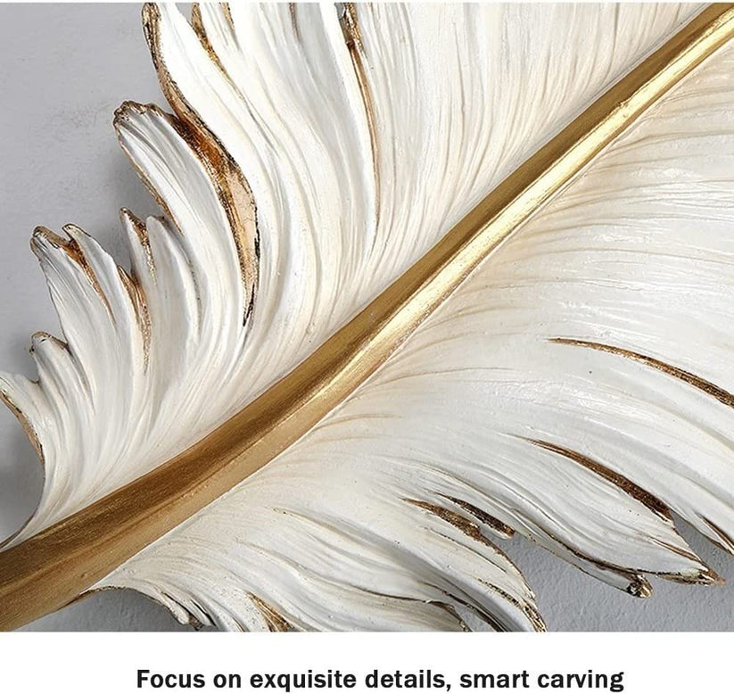 home décor Gypsum, Large 3D Wall Art Sculpture, With Light, Feather, Home Wall Decoration, for Living room, Lounge, Hallway Wall. - COOLBABY